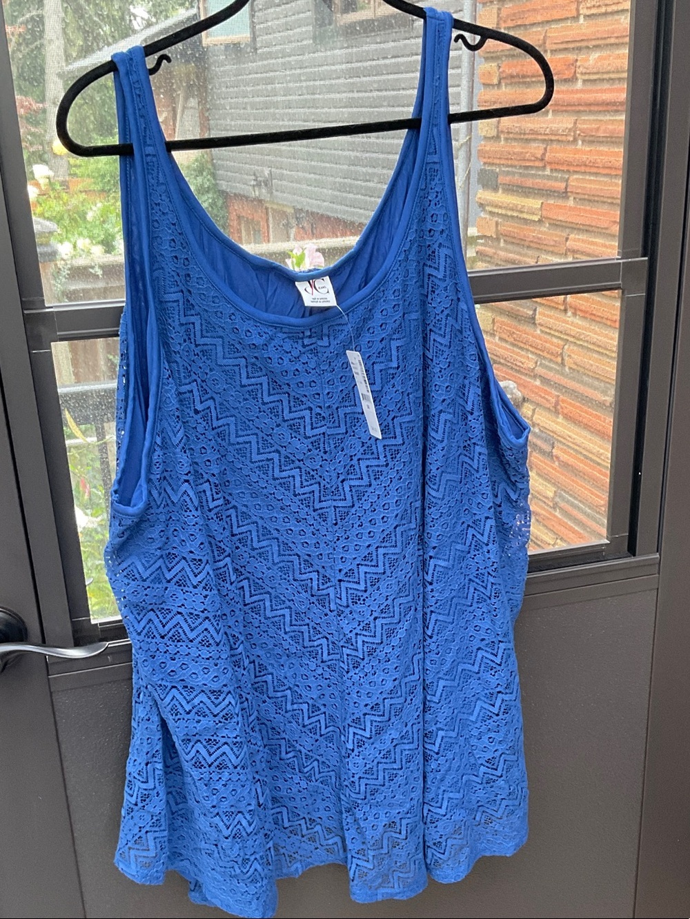 Women's Blue Lace Scoop Neck Camisole